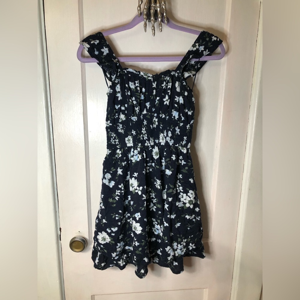 Navy and White Floral Dress